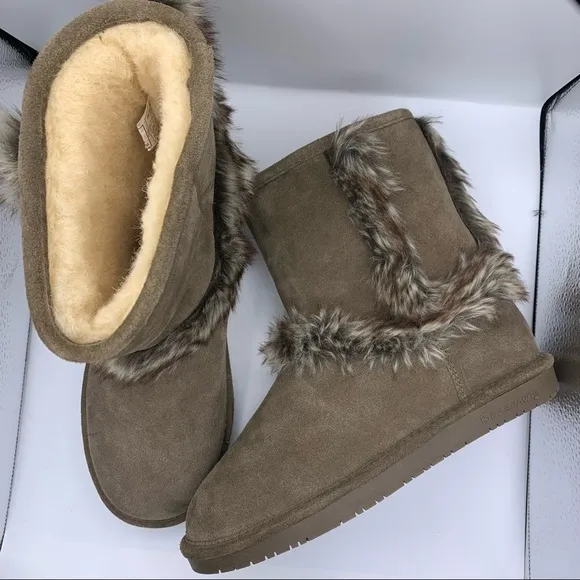 BEARPAW suede faux fur women’s warm boots Size 10