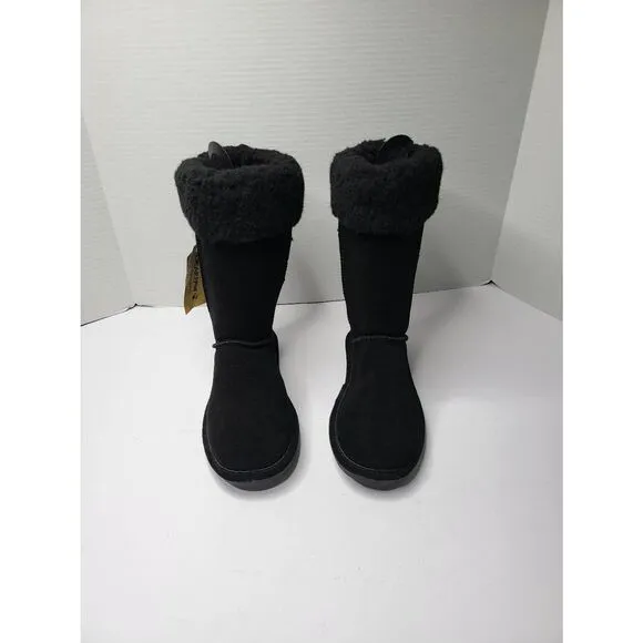 Bearpaw Winter Suede Sheep Skin Lined Boot Black Women Size 8