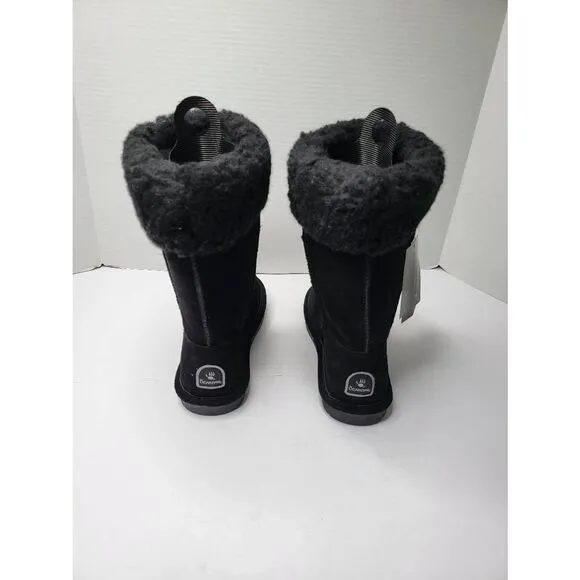 Bearpaw Winter Suede Sheep Skin Lined Boot Black Women Size 8
