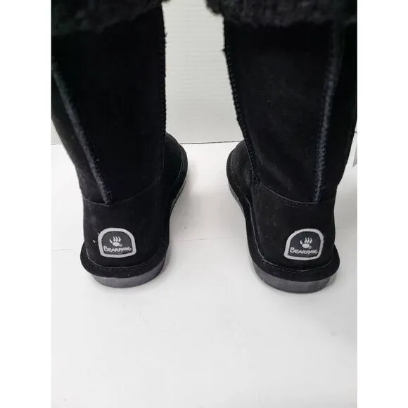 Bearpaw Winter Suede Sheep Skin Lined Boot Black Women Size 8