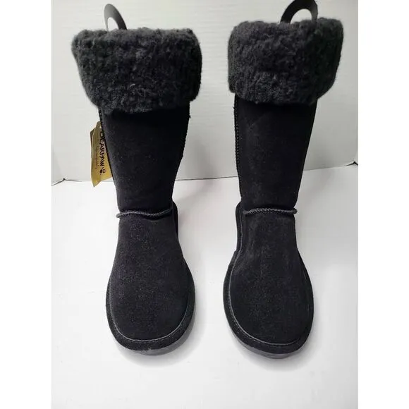 Bearpaw Winter Suede Sheep Skin Lined Boot Black Women Size 8