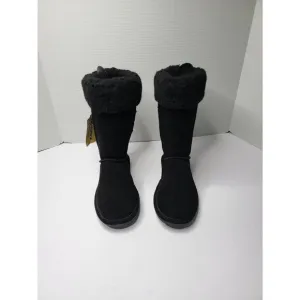 Bearpaw Winter Suede Sheep Skin Lined Boot Black Women Size 8