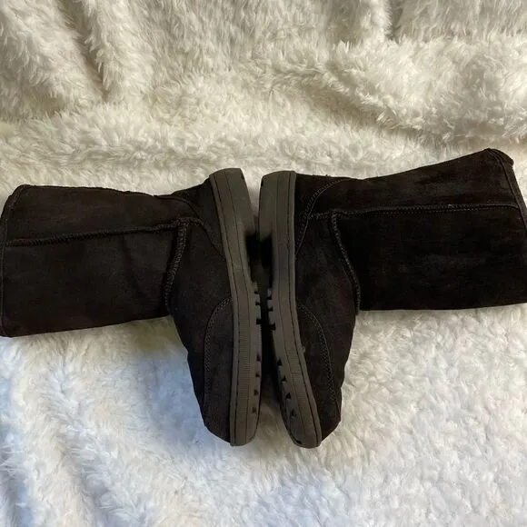 BearPaw dark brown leather side boots with sheep skin / wool fur lining …
