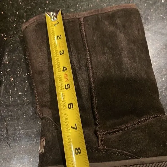 BearPaw dark brown leather side boots with sheep skin / wool fur lining …