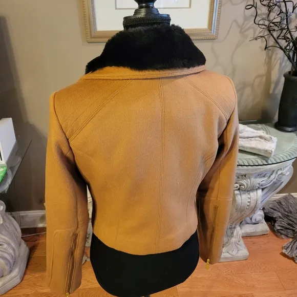 Bebe Wool Blend Jacket with fur trim