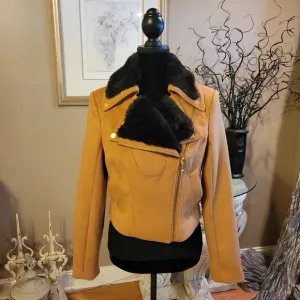 Bebe Wool Blend Jacket with fur trim