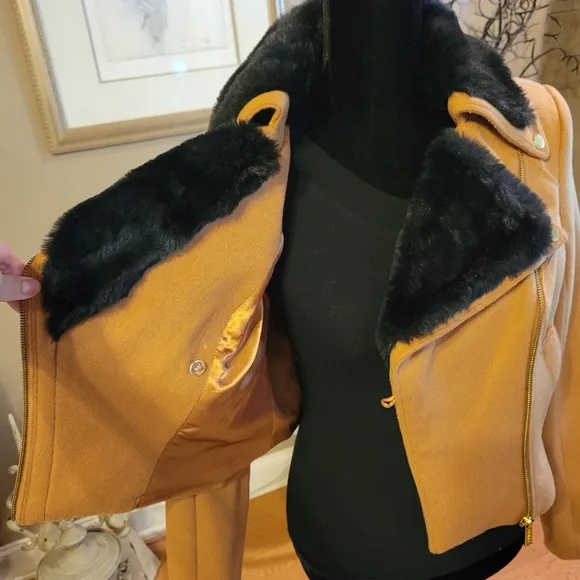 Bebe Wool Blend Jacket with fur trim