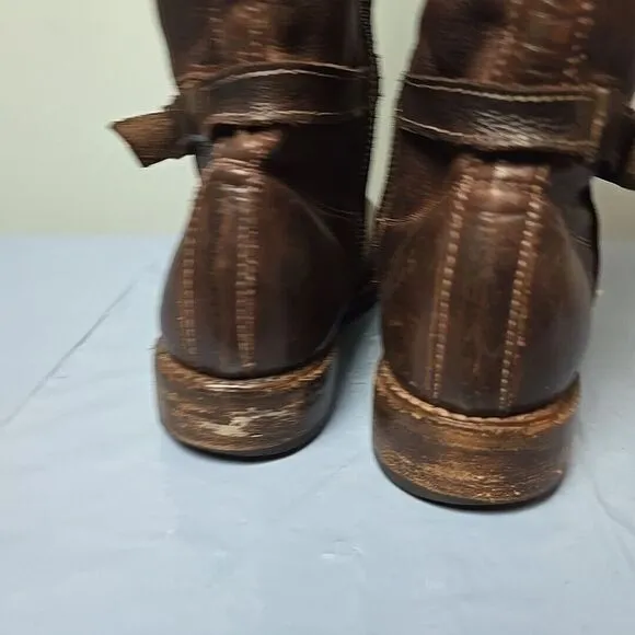 BED STU Cobbler Series KITTY Handmade Teak Brown Leather Tall Boots Women 7.5