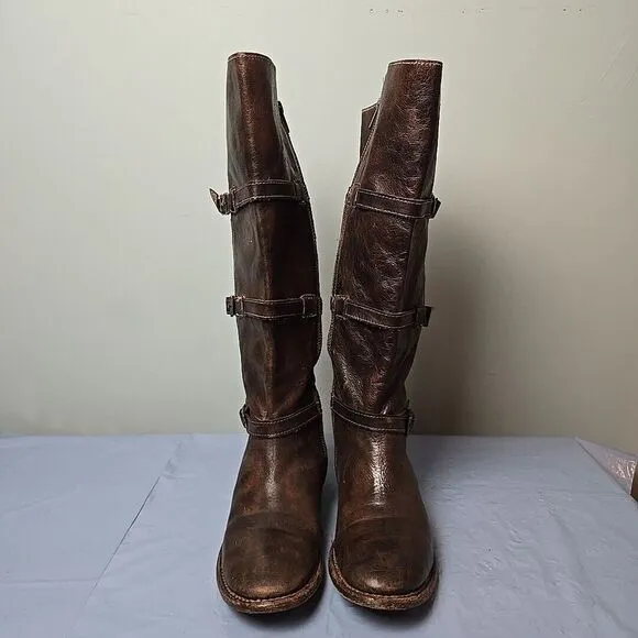 BED STU Cobbler Series KITTY Handmade Teak Brown Leather Tall Boots Women 7.5