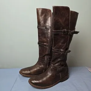 BED STU Cobbler Series KITTY Handmade Teak Brown Leather Tall Boots Women 7.5