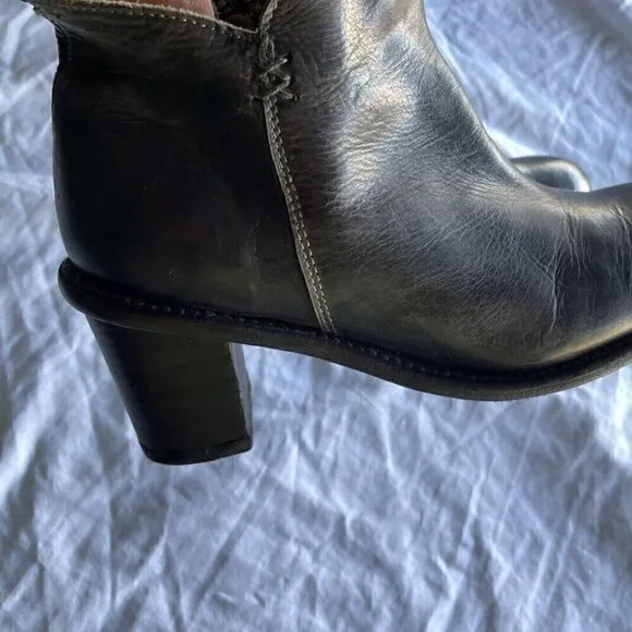 Bed Stu Cobbler Yurisa Booties Boots Women's Sz 6.5 Leather Ankle Black Rustic