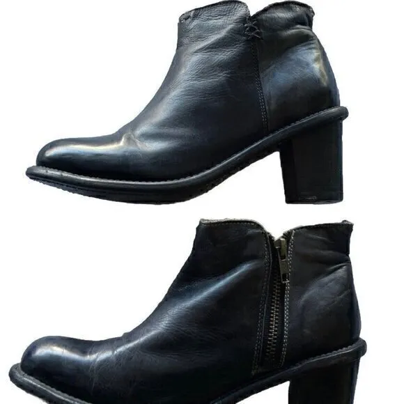 Bed Stu Cobbler Yurisa Booties Boots Women's Sz 6.5 Leather Ankle Black Rustic