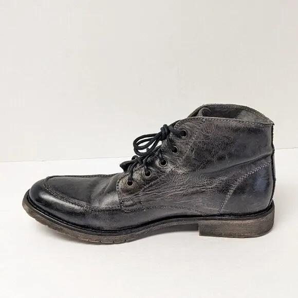 Bed Stu Curtis II Leather Boots, Black Dip Dye, Men's 10.5 M