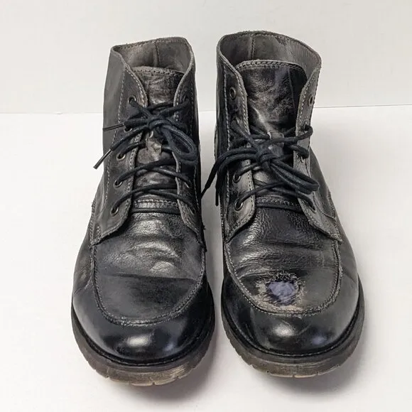 Bed Stu Curtis II Leather Boots, Black Dip Dye, Men's 10.5 M