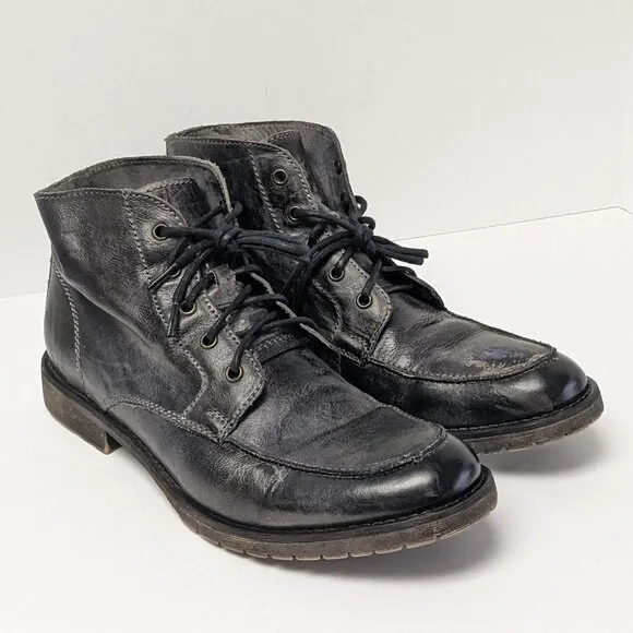 Bed Stu Curtis II Leather Boots, Black Dip Dye, Men's 10.5 M