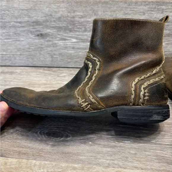 Bed Stu Revolution Distressed Leather Embroidered Western Boots US Men 8.5