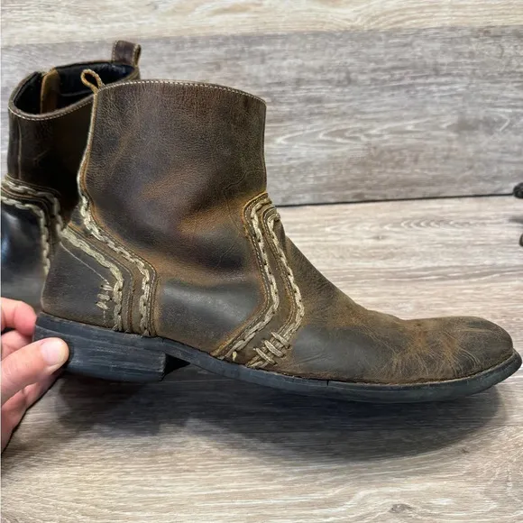 Bed Stu Revolution Distressed Leather Embroidered Western Boots US Men 8.5