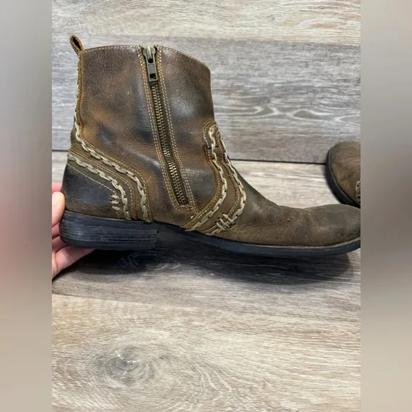 Bed Stu Revolution Distressed Leather Embroidered Western Boots US Men 8.5
