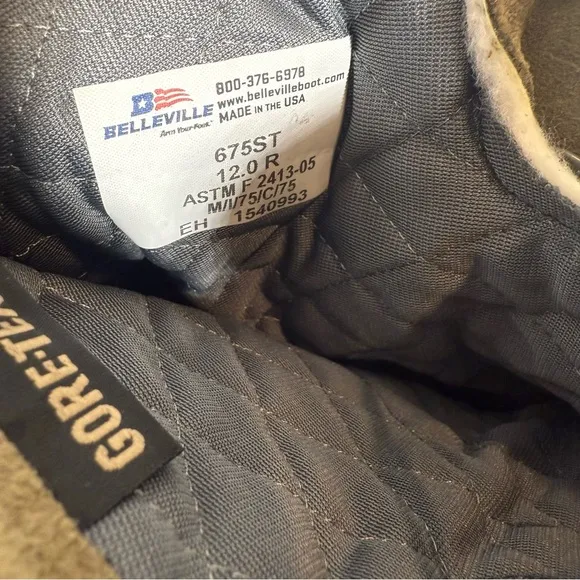 Belleville Goretex 675ST Steel Toe Sage Green Cold Weather Combat Boots US 12 R