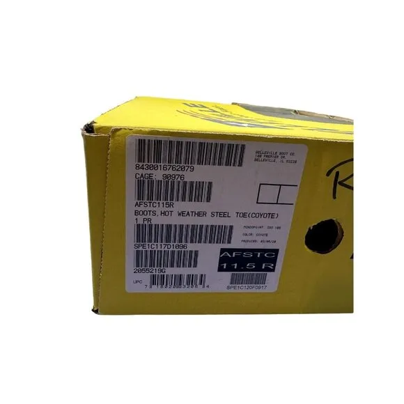 Belleville Mens 11.5r Steel Toe Hot Weather Boots AFSTC 2055219 New In box