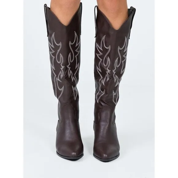 Billini Urson Dark Brown Western Cowboy Boots Women Size 10