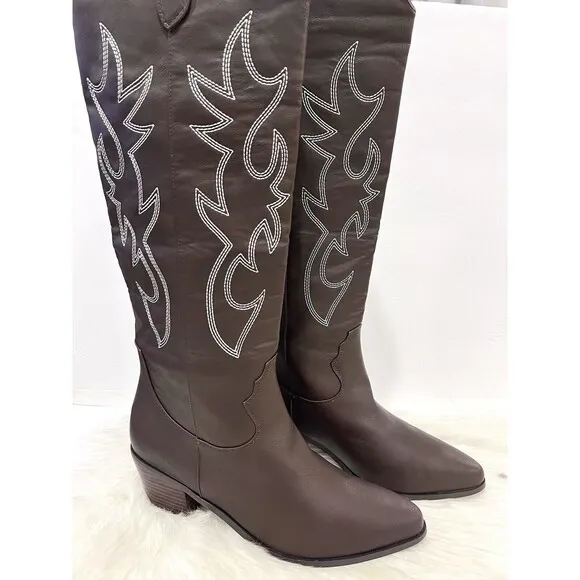 Billini Urson Dark Brown Western Cowboy Boots Women Size 10