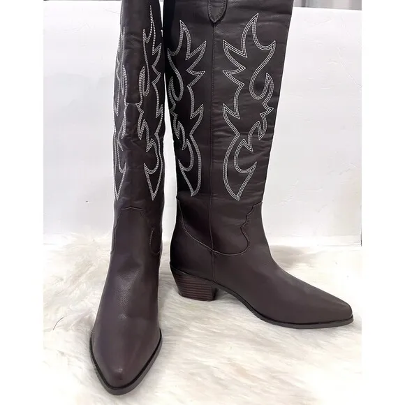 Billini Urson Dark Brown Western Cowboy Boots Women Size 10