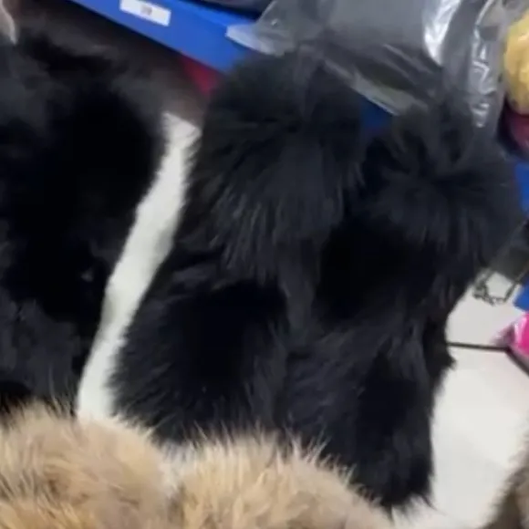 Black Genuine fur boots size 10