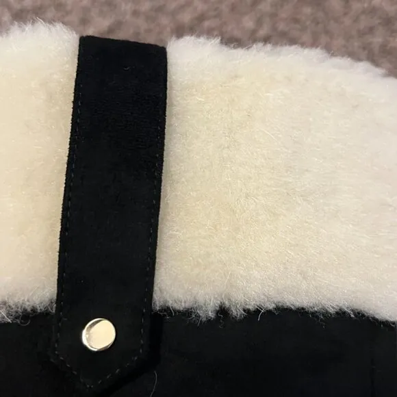 BLACK IVORY LEATHER FAUX FUR KNEE HIGH BOOTS!