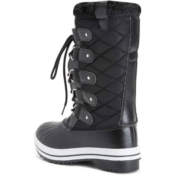 Black Rubber Polar‎ Nylon Tall Winter Snow Cold Shoes Boot for Adult Women