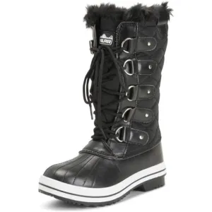 Black Rubber Polar‎ Nylon Tall Winter Snow Cold Shoes Boot for Adult Women