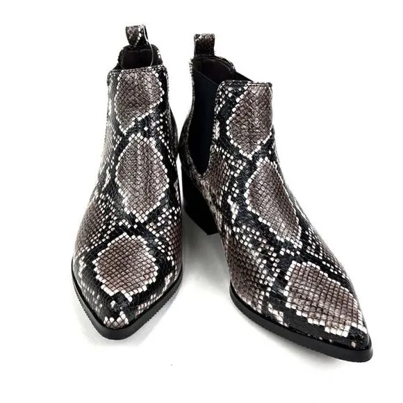 Blondo Emelia Women Shoes Brown Snake Leather Ankle Chelsea Boots 6.5 US/EU 36.5