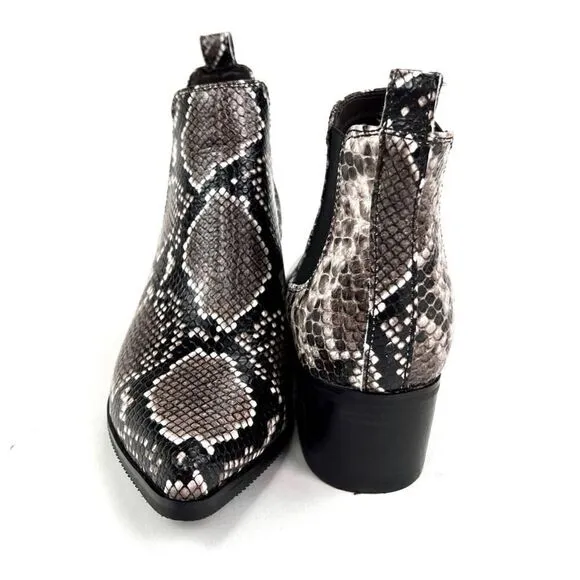 Blondo Emelia Women Shoes Brown Snake Leather Ankle Chelsea Boots 6.5 US/EU 36.5