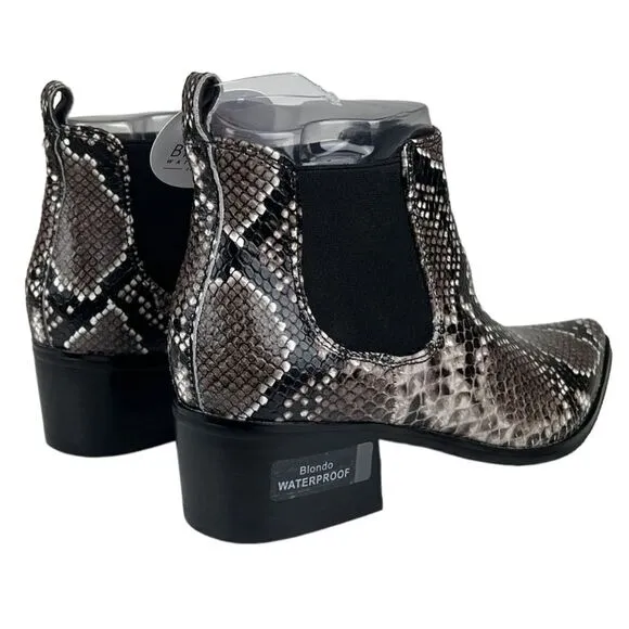 Blondo Emelia Women Shoes Brown Snake Leather Ankle Chelsea Boots 6.5 US/EU 36.5