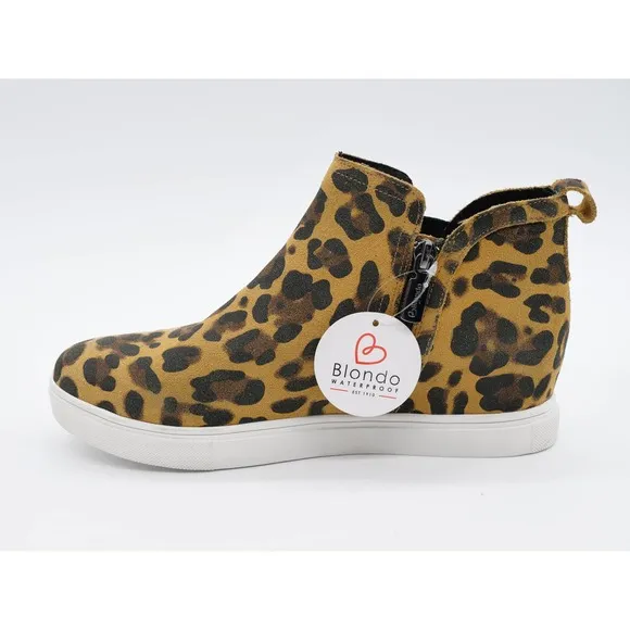 Blondo Shoes Womens 7.5 Brown Leopard Print Suede Waterproof Hidden Heel Wedge