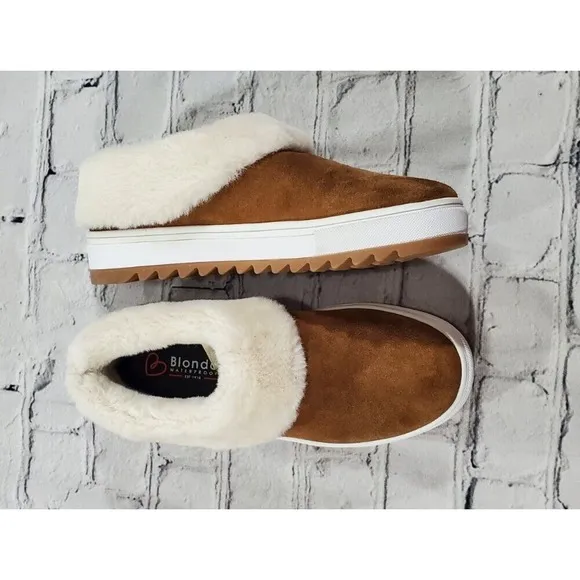 Blondo Waterproof Slip On Shoes Fur Lined Tan WOMENS SIZE 5 M