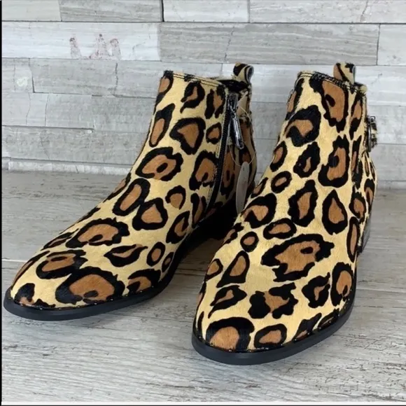 Blondo Women’s 6.5M Waterproof Tami Calf Hair Leopard Ankle Boot NEW