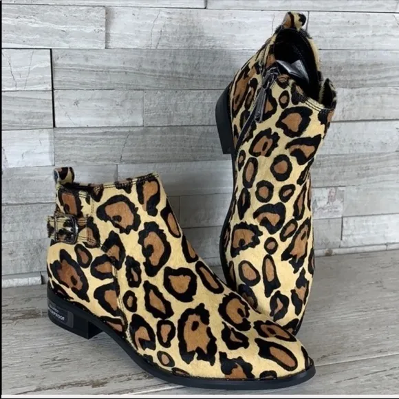 Blondo Women’s 6.5M Waterproof Tami Calf Hair Leopard Ankle Boot NEW