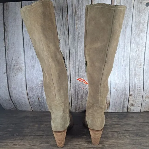 Blondo Wrangle Waterproof Wester Knee High Boot Women's Sz 7.5 Taupe Suede (NWT)