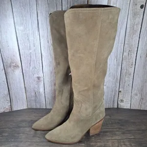 Blondo Wrangle Waterproof Wester Knee High Boot Women's Sz 7.5 Taupe Suede (NWT)