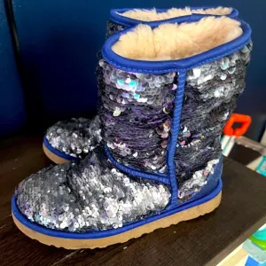 Blue shinny sequin UGG boots size 5