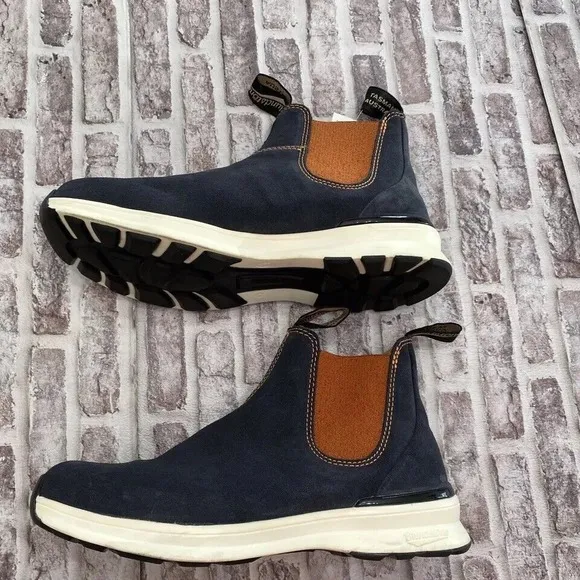 Blundstone 2147 Chelsea Boots Women 9.5 Navy Orange Suede Pull On New EU 40‎