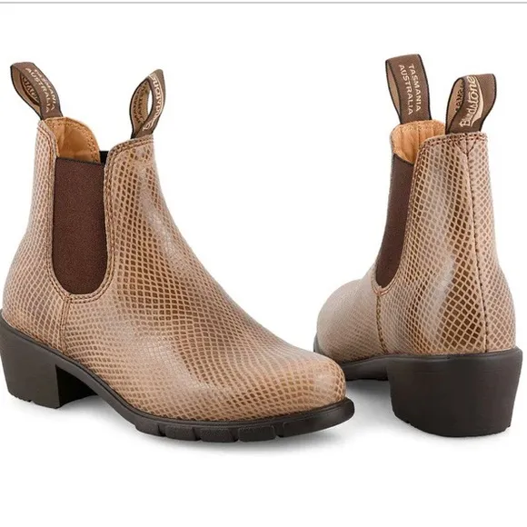 BLUNDSTONE Chelsea Lizard Embossed Leather Heeled Boot. 2165. Size: 6.5, 7, 8