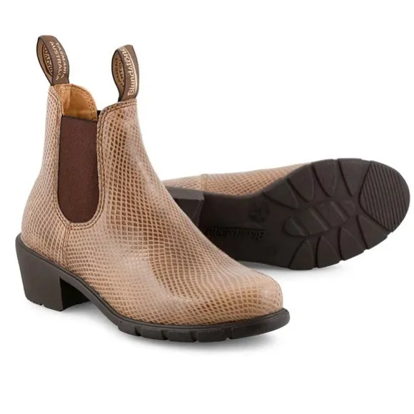 BLUNDSTONE Chelsea Lizard Embossed Leather Heeled Boot. 2165. Size: 6.5, 7, 8