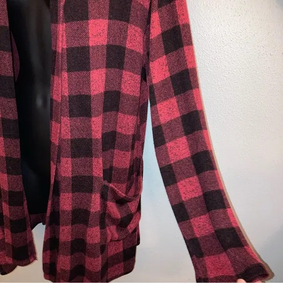 Bobeau Red Plaid Cardigan Comfy Casual Designer Fishermen Boyfriend Sweater 1X