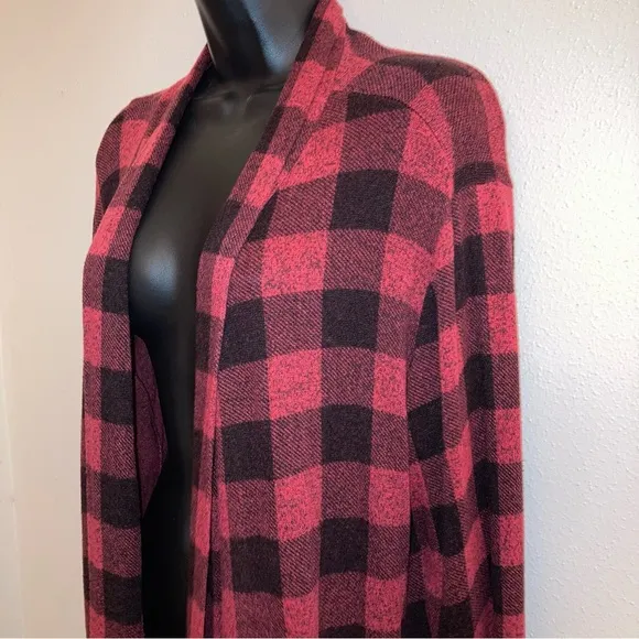 Bobeau Red Plaid Cardigan Comfy Casual Designer Fishermen Boyfriend Sweater 1X