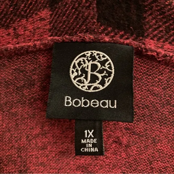 Bobeau Red Plaid Cardigan Comfy Casual Designer Fishermen Boyfriend Sweater 1X