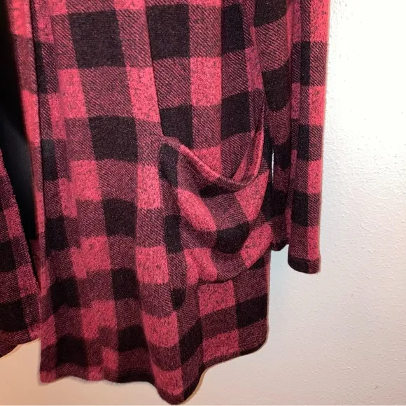 Bobeau Red Plaid Cardigan Comfy Casual Designer Fishermen Boyfriend Sweater 1X