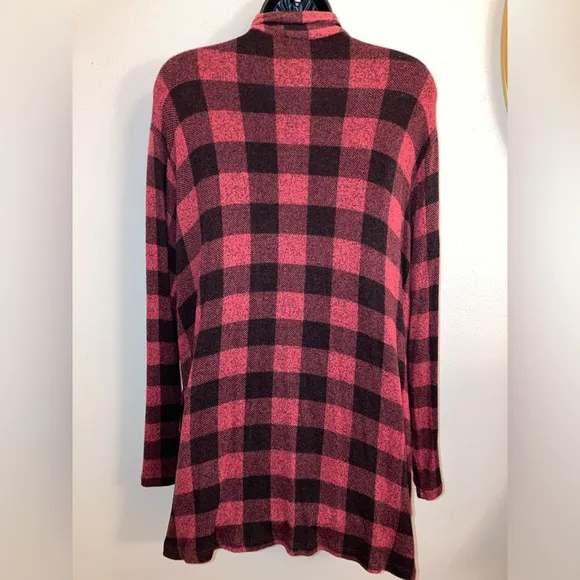 Bobeau Red Plaid Cardigan Comfy Casual Designer Fishermen Boyfriend Sweater 1X
