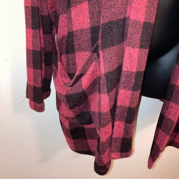 Bobeau Red Plaid Cardigan Comfy Casual Designer Fishermen Boyfriend Sweater 1X
